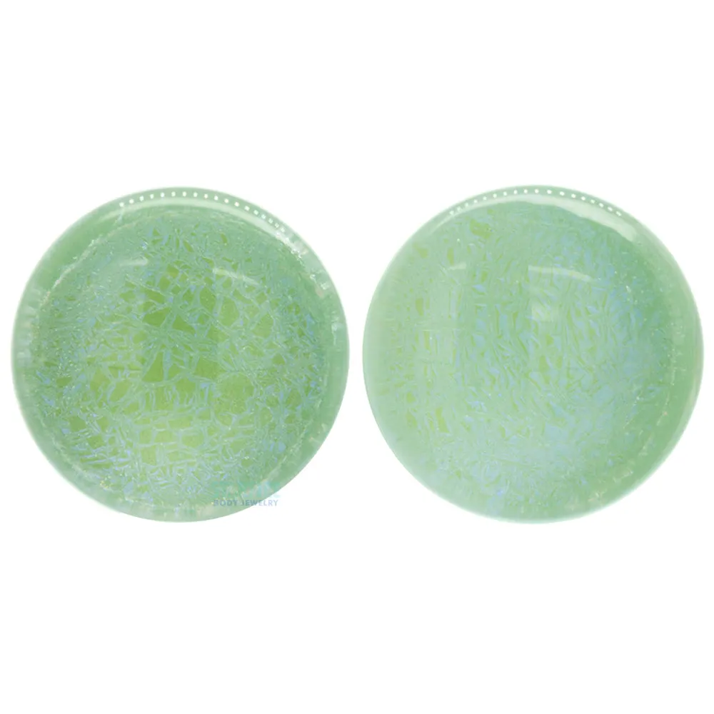 Foil Glass Plugs - Purple on Mint