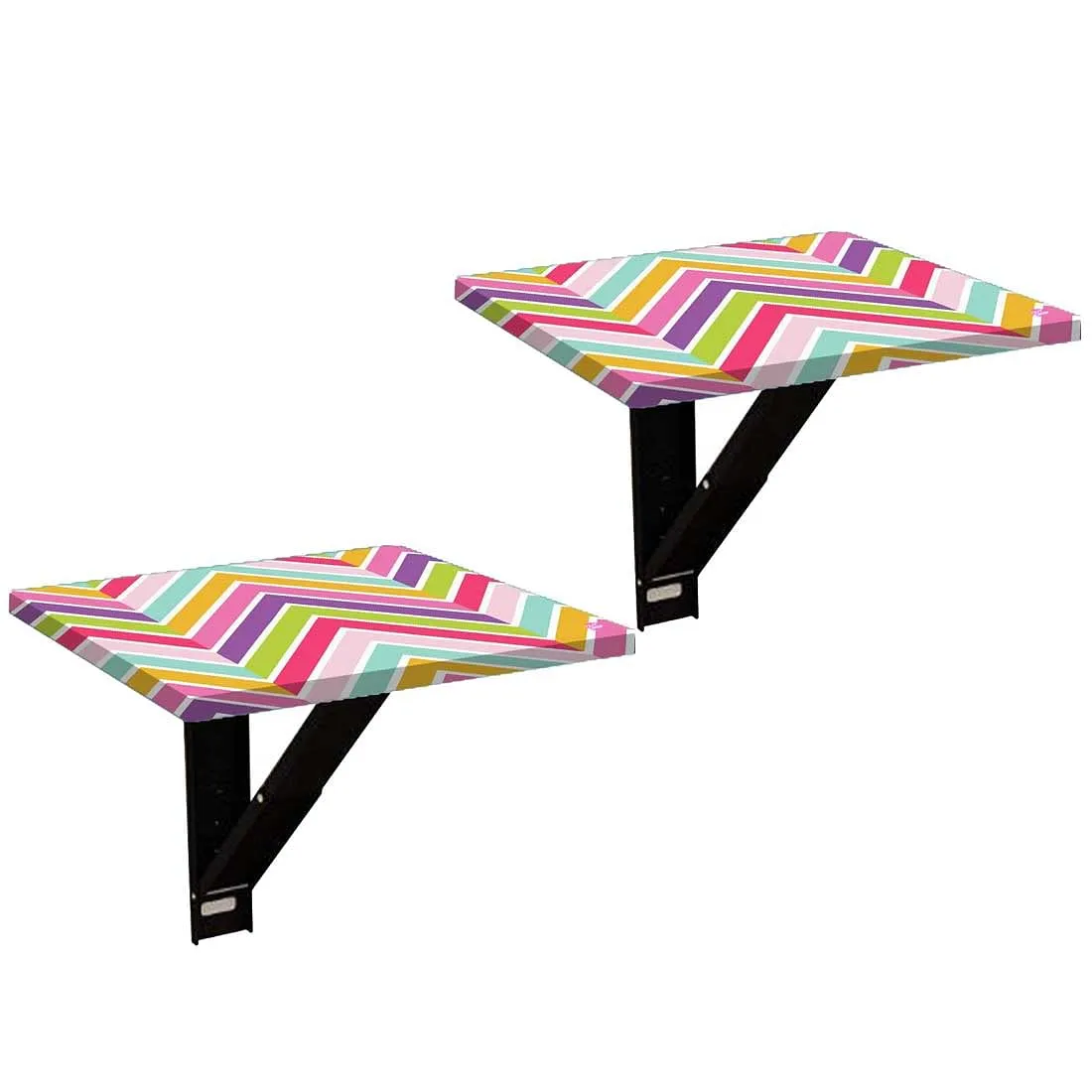 Folding Wall Mount Side Table- Pastels Chevron