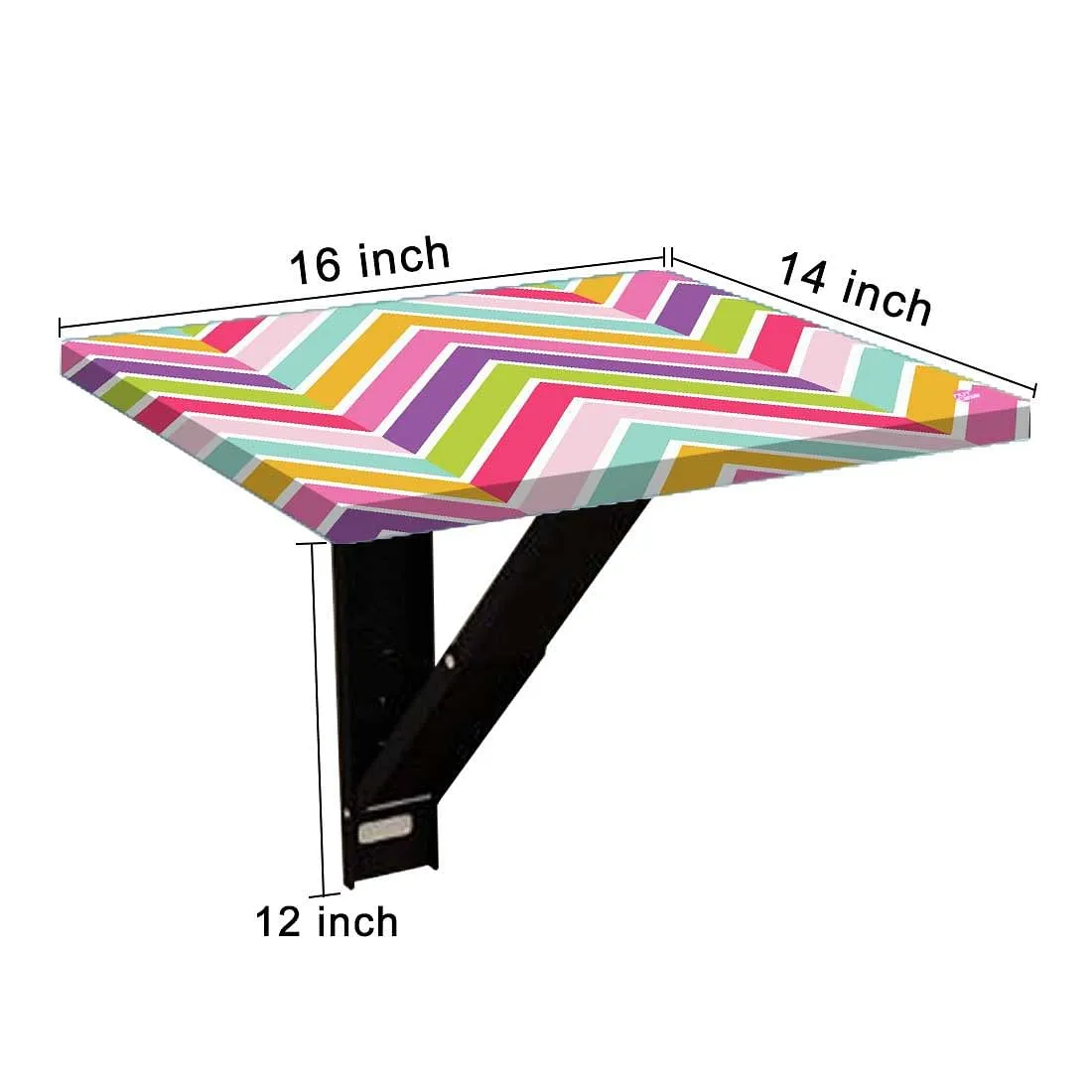 Folding Wall Mount Side Table- Pastels Chevron