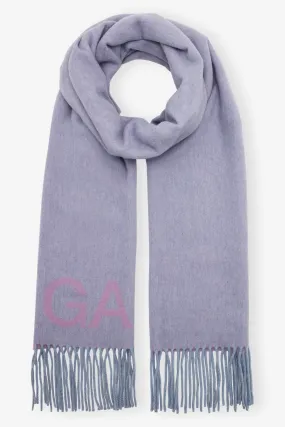 FRINGED WOOL SCARF LILAC CHIFFON - GANNI