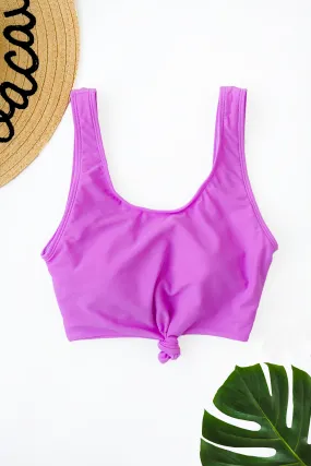 Front Knot Swimsuit Tankini- Solid Purple