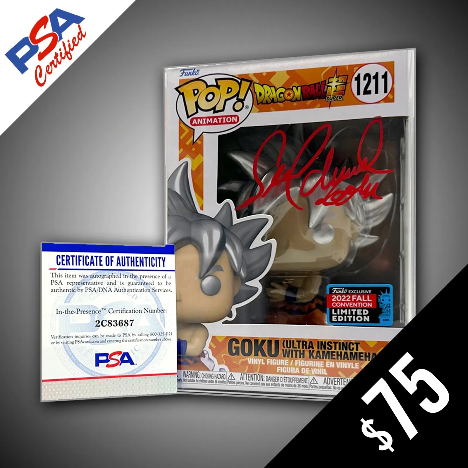 Funko Pop! Dragon Ball Super: Goku (NYCC 2022 Shared) #1211- SIGNED by Sean Schemmel (PSA Certified) (RED)