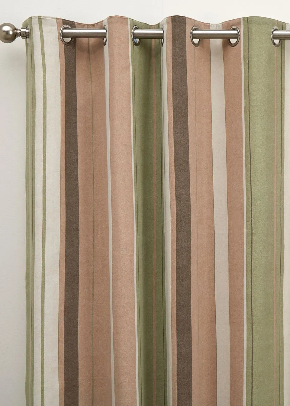 Fusion Whitworth Stripe Green Eyelet Curtains
