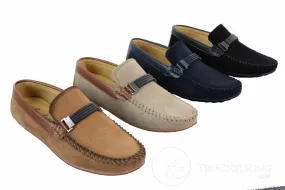 Galax ZD71 - Mens Slip On Suede PU Leather Driving Shoes Buckle Moccasin Casual