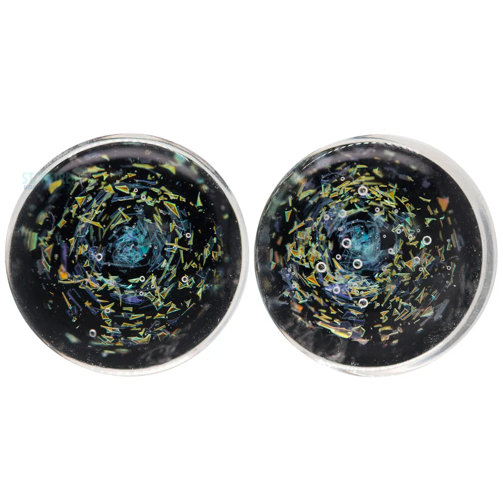 Galaxy Glass Plugs - Purple & Gold on Black