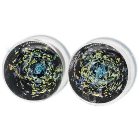 Galaxy Glass Plugs - Purple & Gold on Black