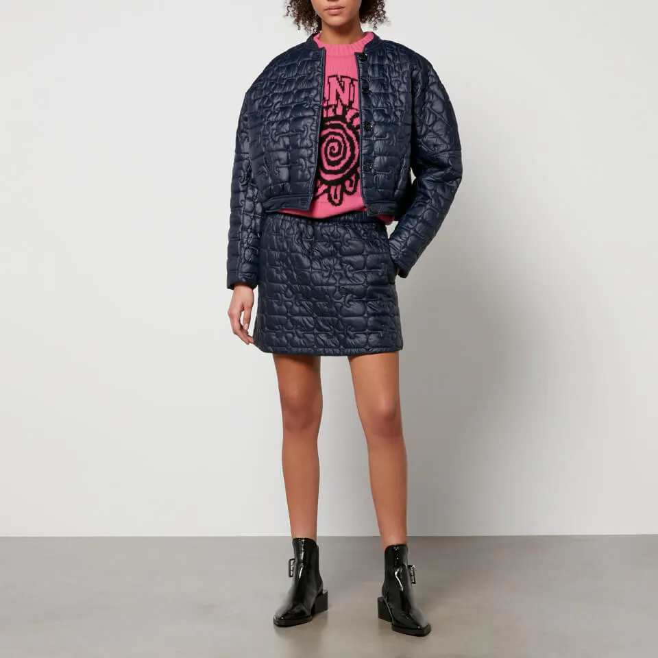 Ganni Cropped Quilted Nylon Jacket - EU 40/UK 12 | Coggles