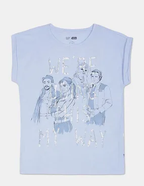 GAP Girls Blue Star Wars™ Sequin Graphic T-Shirt