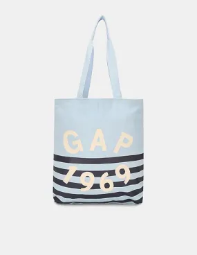 GAP Women Blue Small Logo Stripe Tote Bag