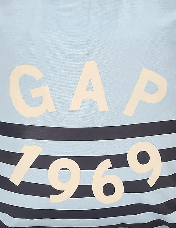 GAP Women Blue Small Logo Stripe Tote Bag