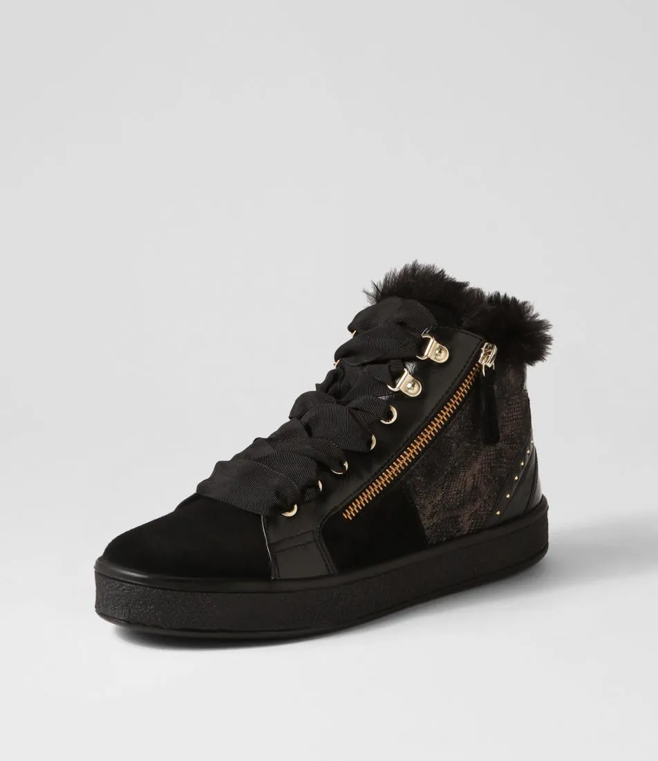 GEOX D Leelu C Black Suede Sneakers