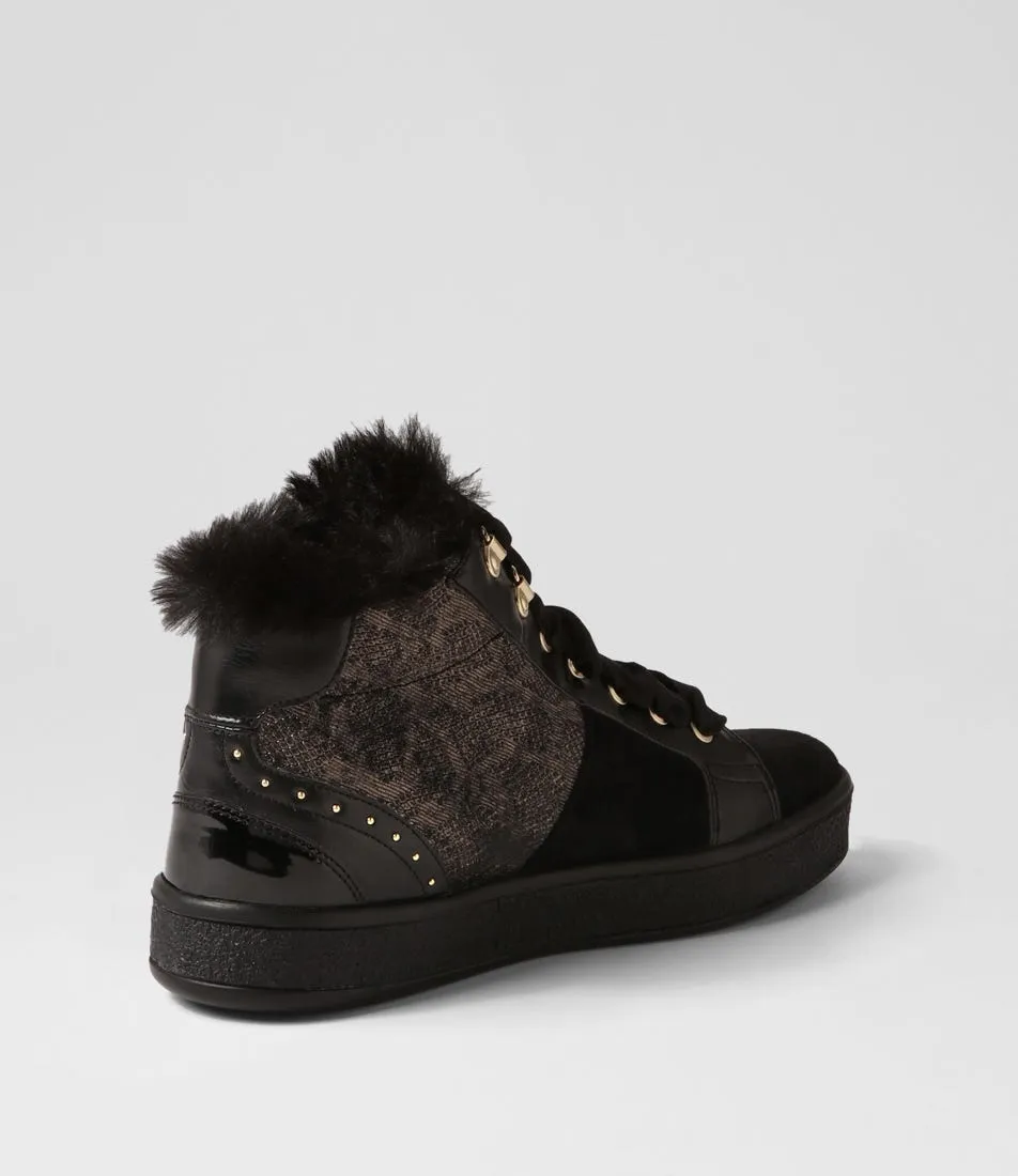 GEOX D Leelu C Black Suede Sneakers