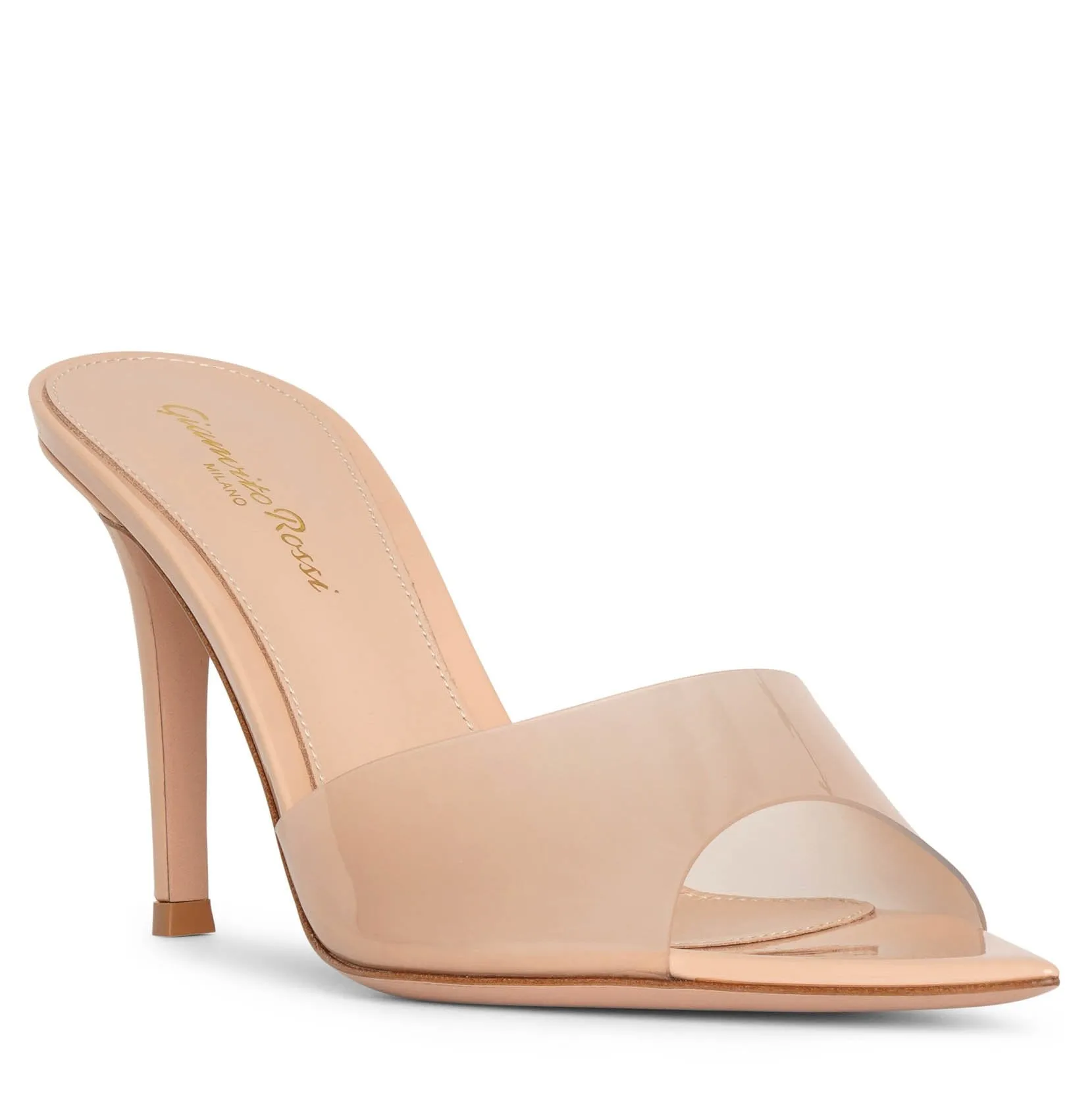 Gianvito Rossi Elle 85 plexi patent mules