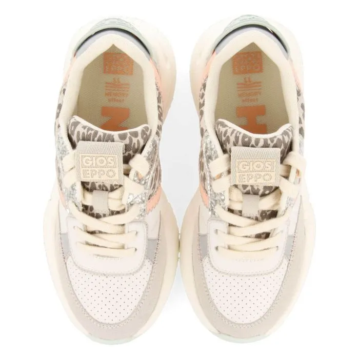 Gigny girls white sneakers with leopardrint