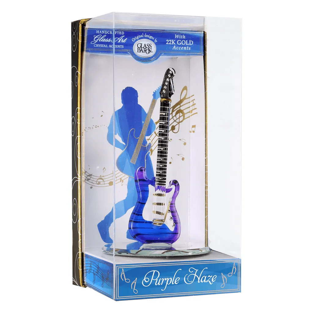 Glass Purple Haze Vintage Guitar Figurine