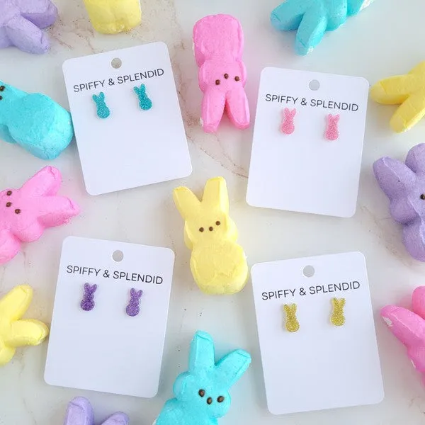 Glitter Bunny Studs - Yellow