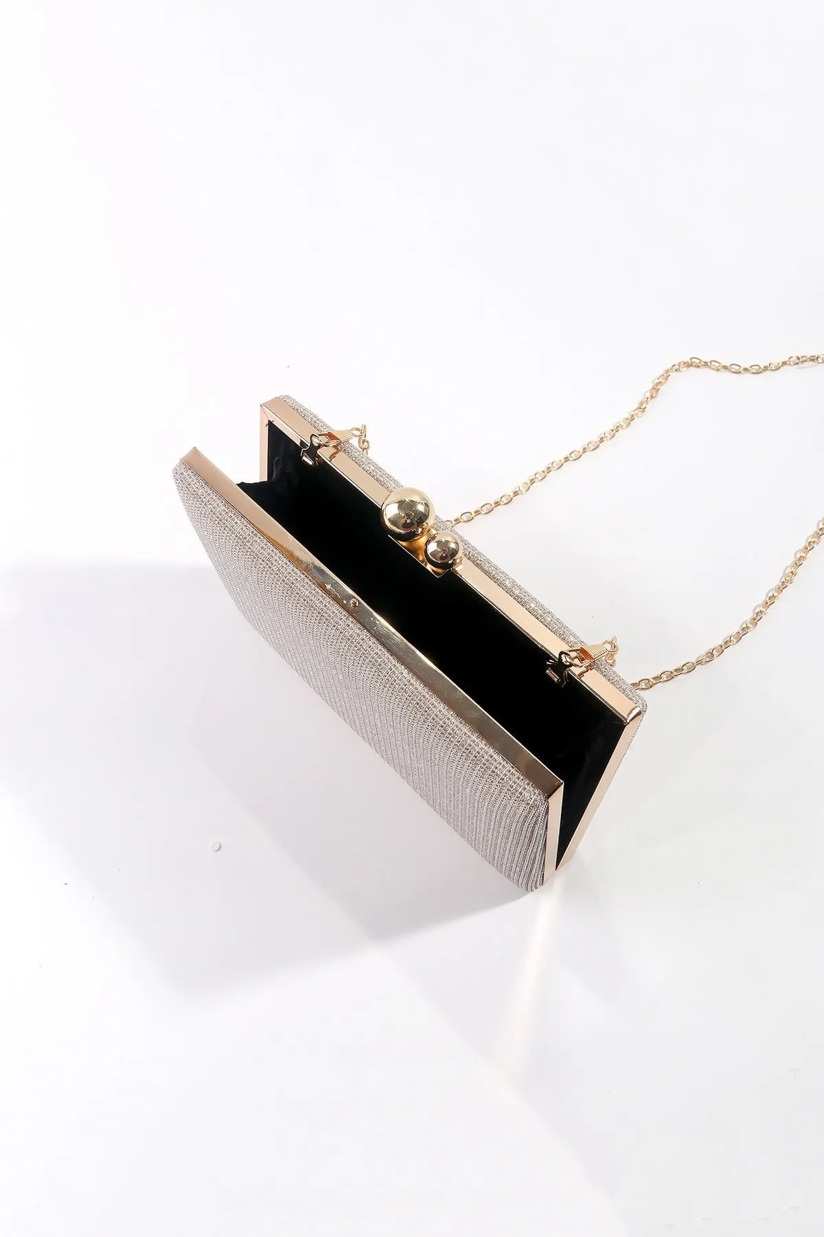 Gold Lurex Hard Shell Clutch