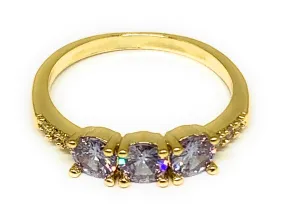 Gold Plated Dainty Purple CZ Band Ring Anillo