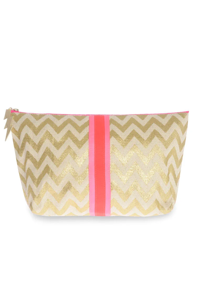 Gold Zigzag Make Up Bag