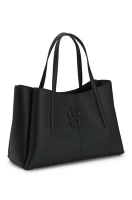 Grained faux-leather tote bag with Double B monogram