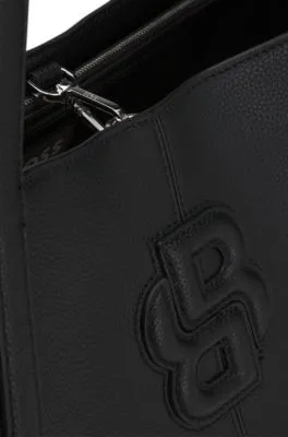 Grained faux-leather tote bag with Double B monogram