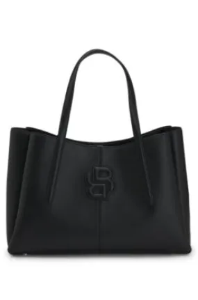 Grained faux-leather tote bag with Double B monogram