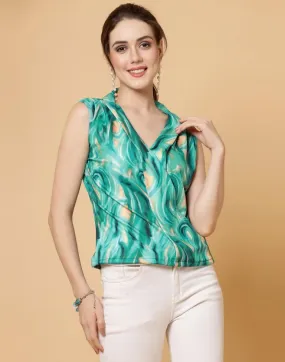 Green Printed Top