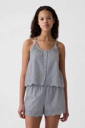 Grey Eyelet Poplin Pyjama Vest
