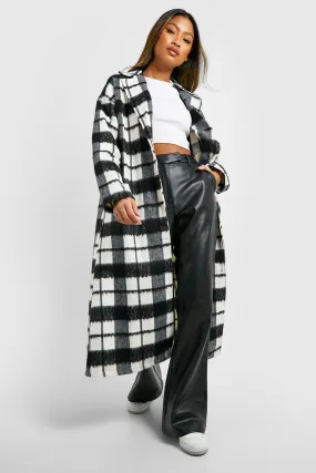 Grid Flannel Wool Look Coat