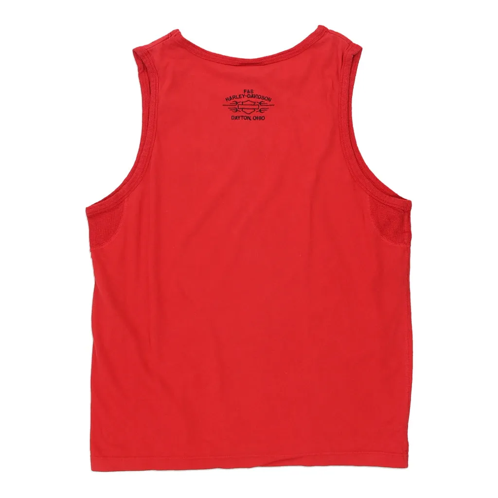 Harley Davidson Spellout Vest - Large Red Cotton