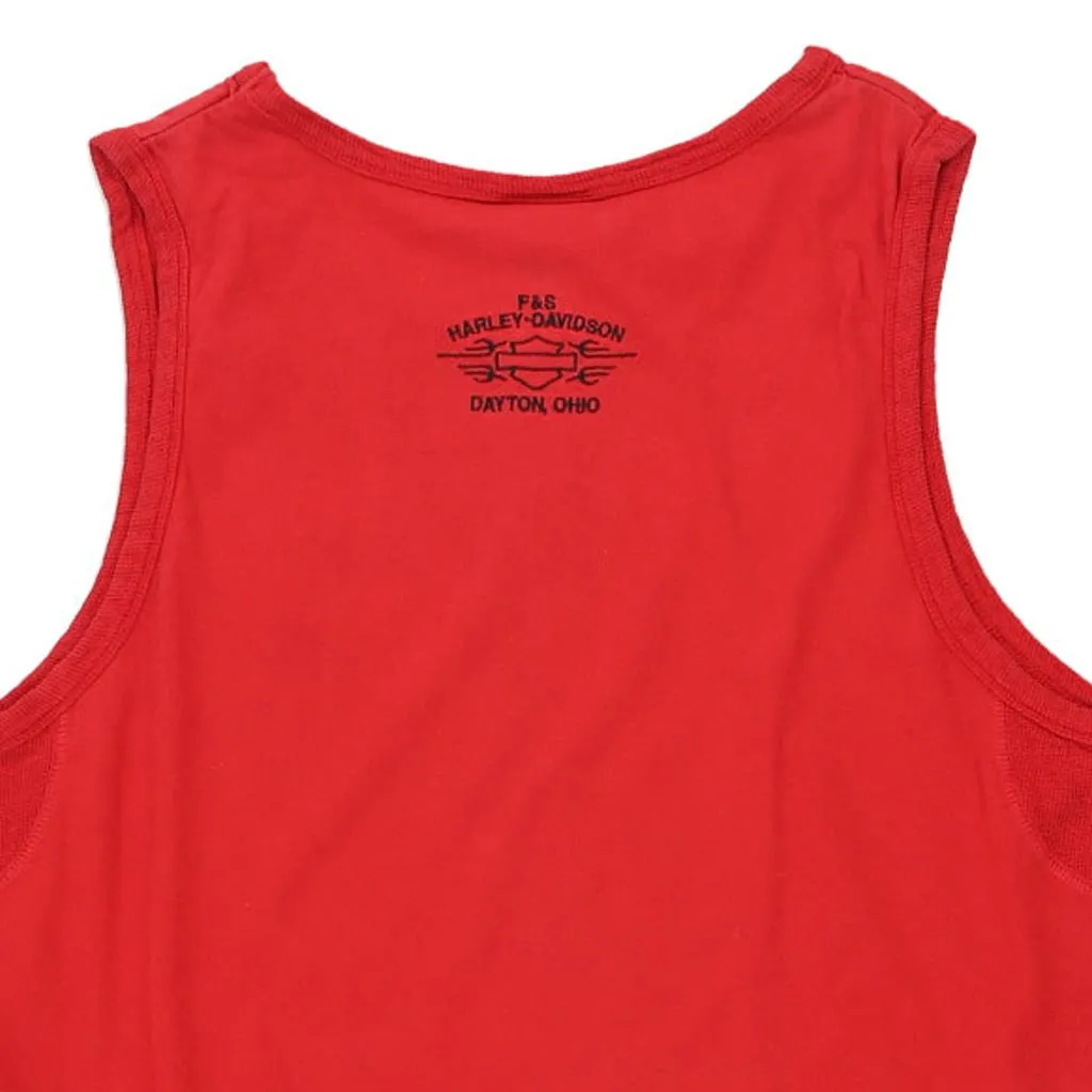 Harley Davidson Spellout Vest - Large Red Cotton