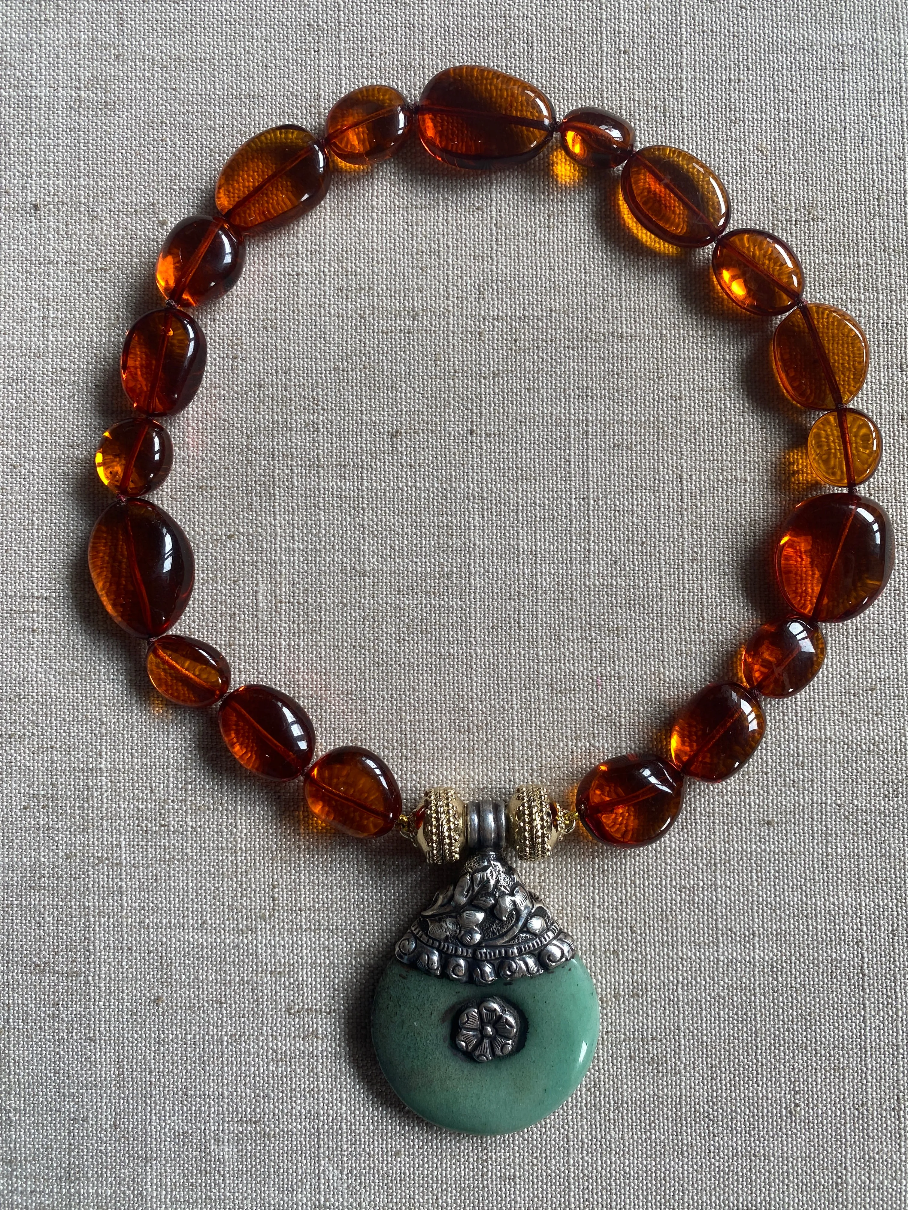 Helen Orange Baltic Amber Tumbled Necklace