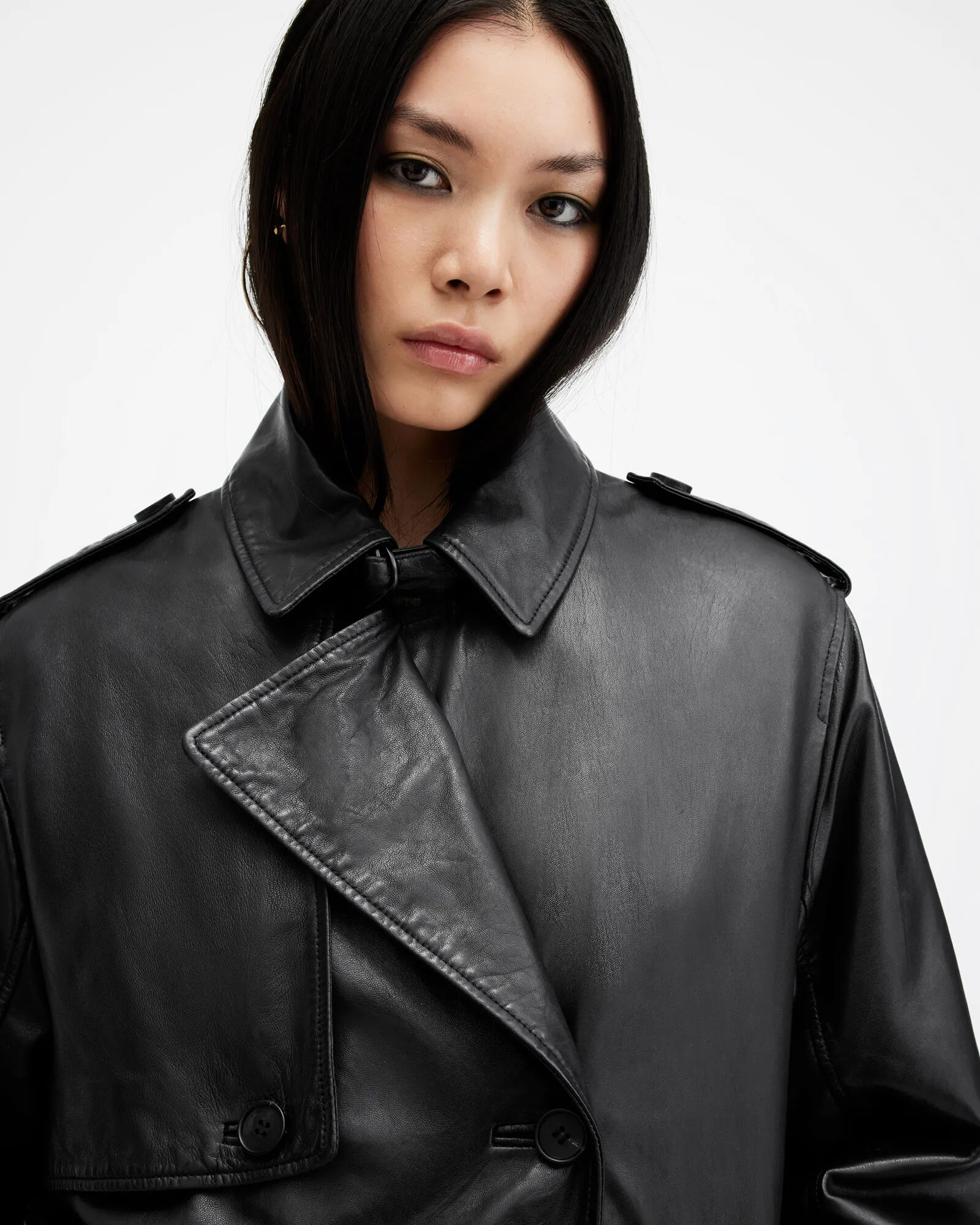 Hendry Relaxed Fit Leather Trench Coat