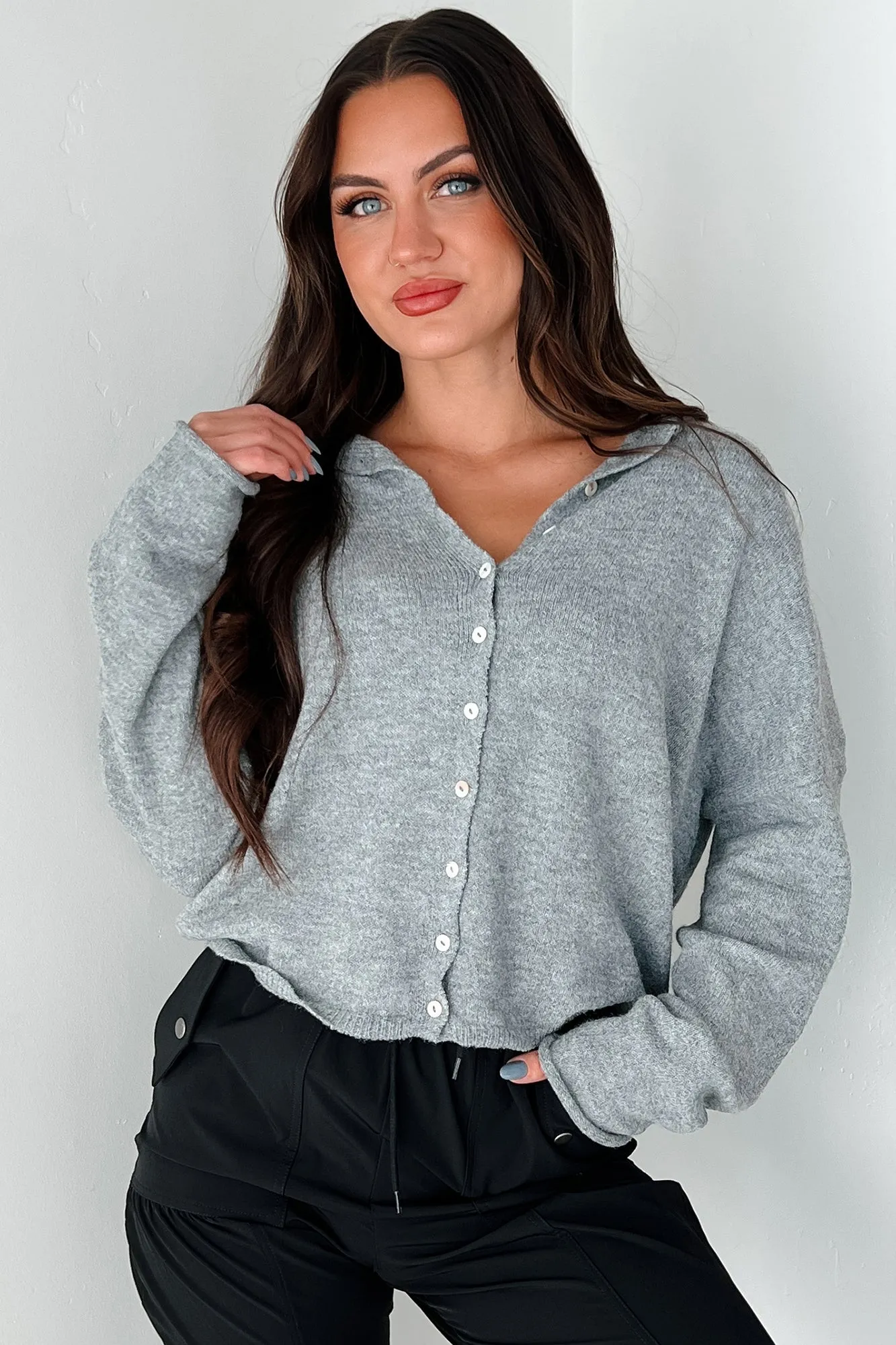 Henrik Lightweight Button Cardigan (Heather Grey)