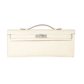 Hermès Craie Swift Kelly Cut Clutch PHW