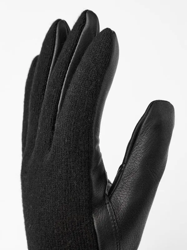 Hestra Deerskin Wool Tricot - Black / Black