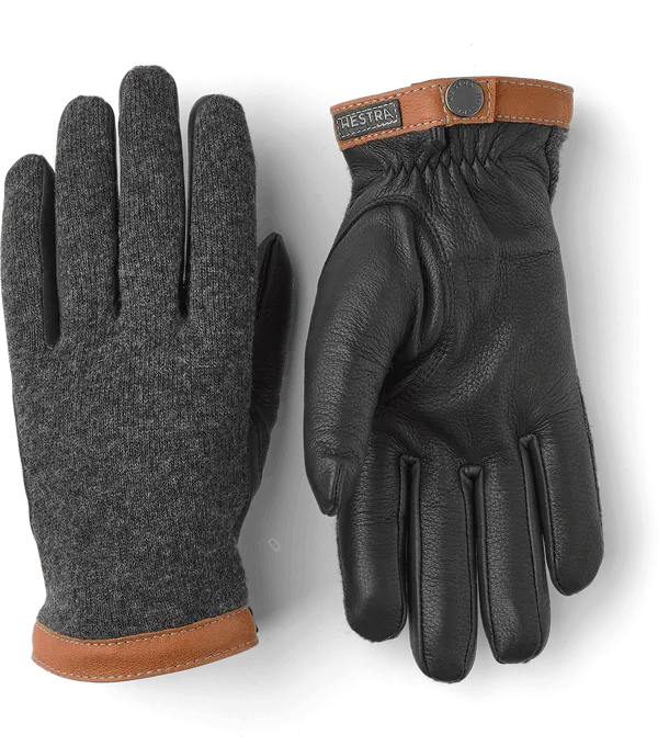 Hestra Deerskin Wool Tricot - Charcoal / Black