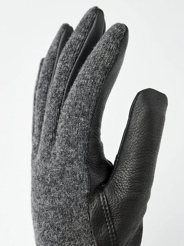 Hestra Deerskin Wool Tricot - Charcoal / Black