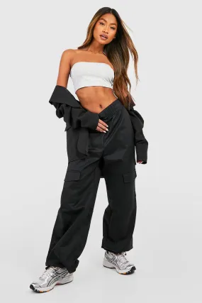 High Waisted Tie Cuff Cargo Joggers