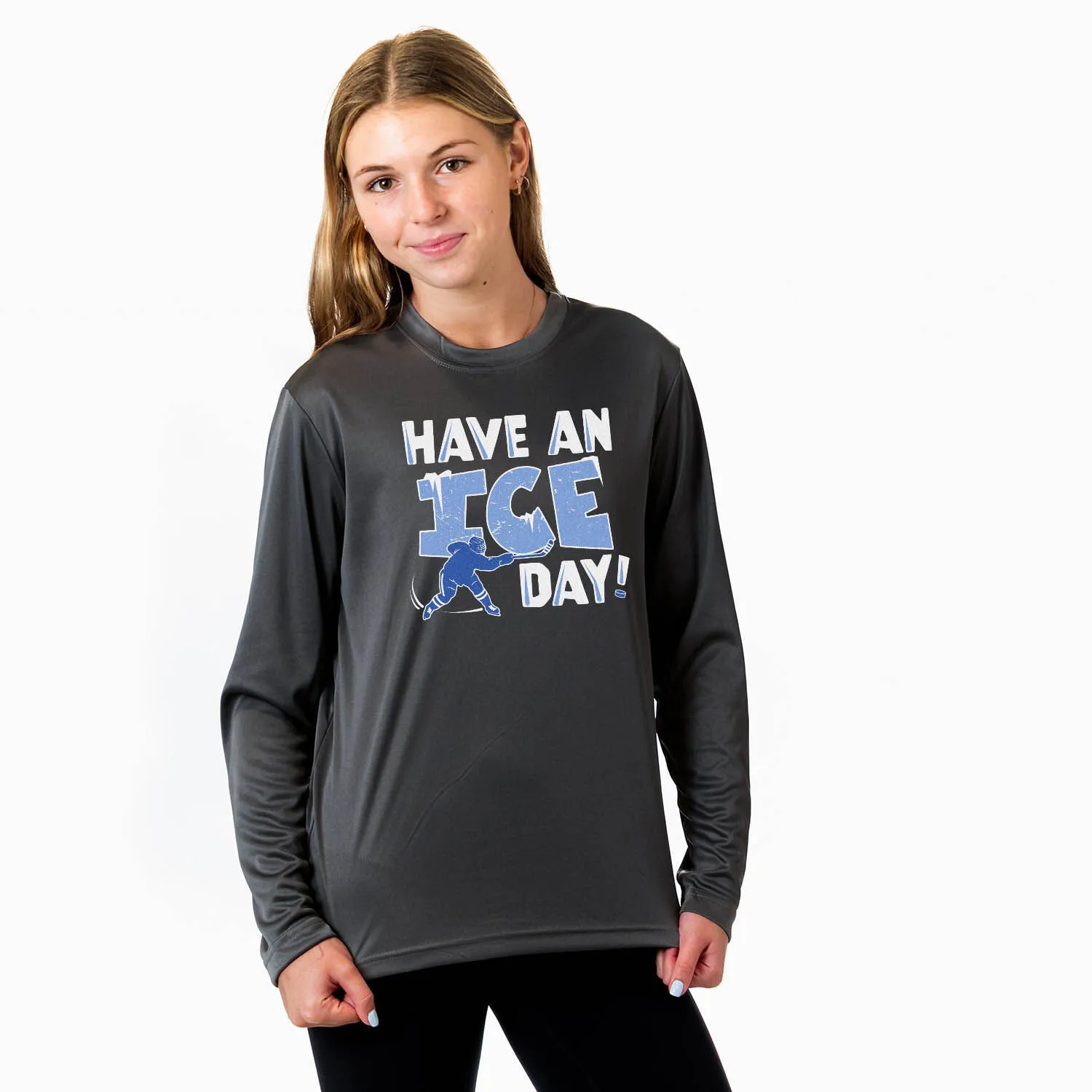 Hockey Long Sleeve Performance Tee - Have An Ice Day 