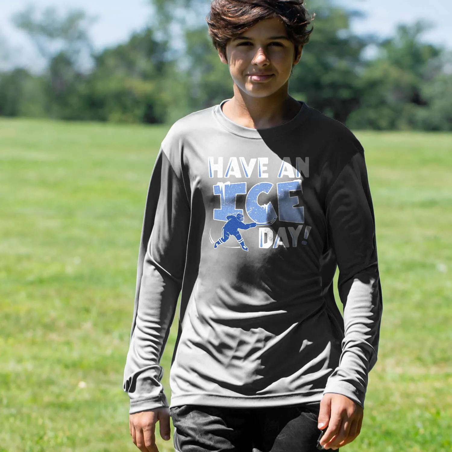 Hockey Long Sleeve Performance Tee - Have An Ice Day 