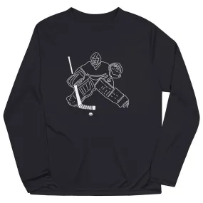 Hockey Long Sleeve Tech Tee - Hockey Goalie Sketch 