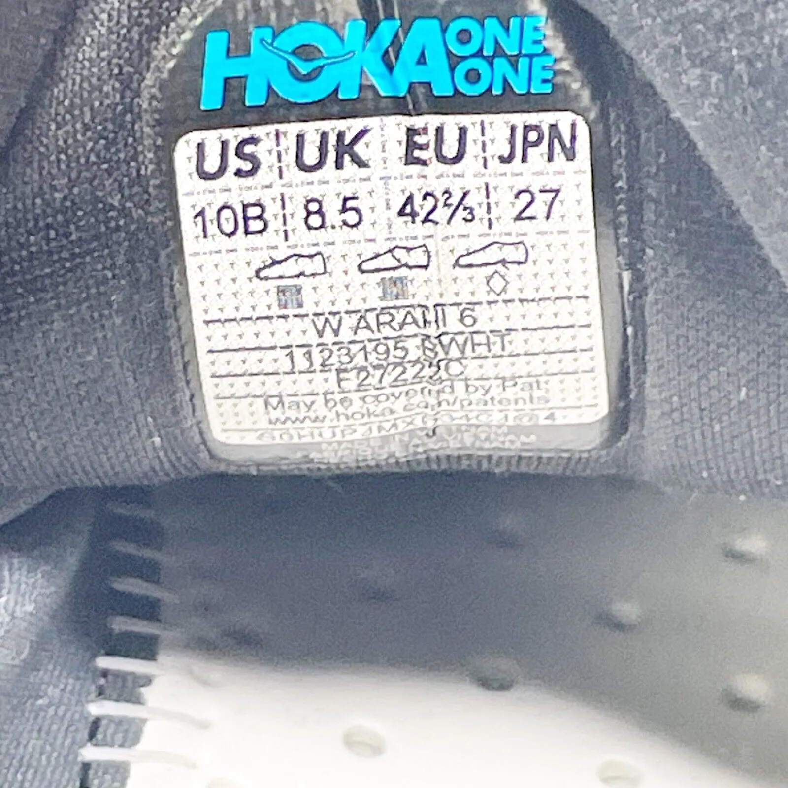 Hoka One One Arahi 6 1123195 BWHT Black Running Shoes Sneakers Size 10 B