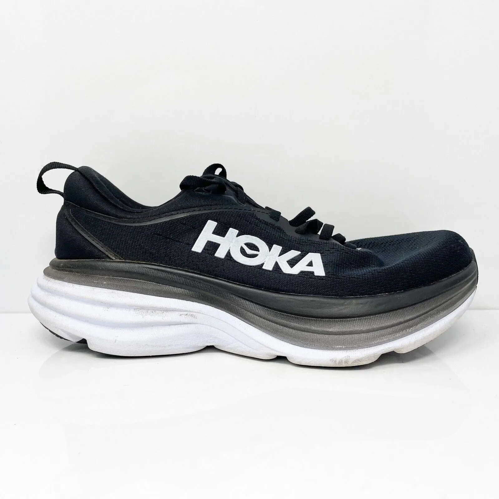 Hoka One One Womens Bondi 8 1127954 BWHT Black Running Shoes Sneakers Size 8 D