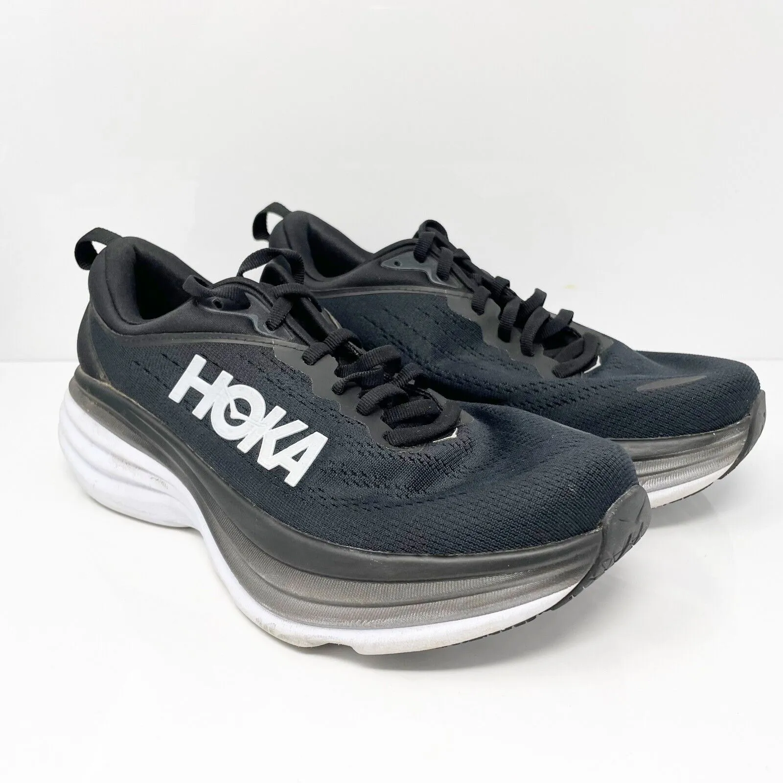 Hoka One One Womens Bondi 8 1127954 BWHT Black Running Shoes Sneakers Size 8 D