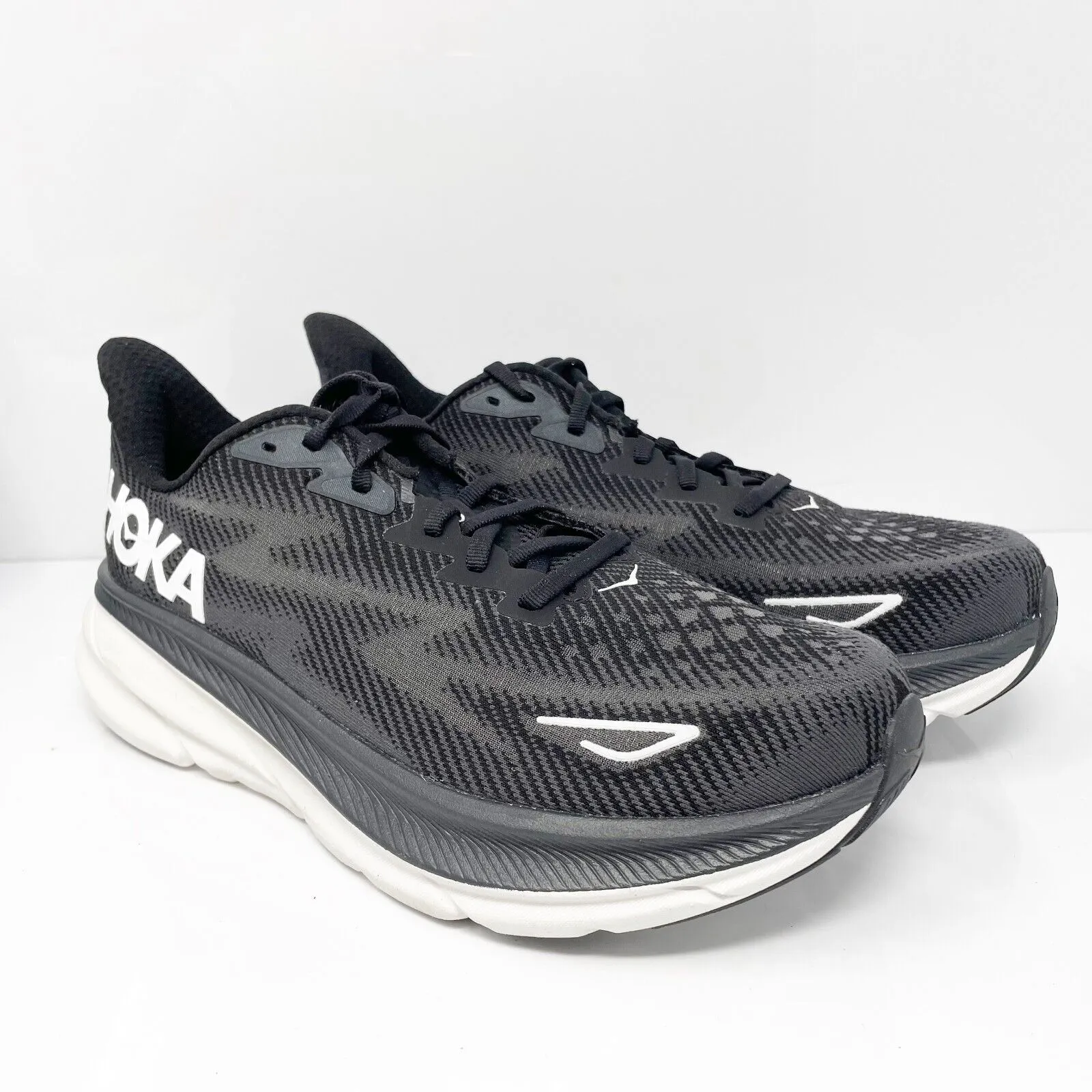 Hoka One One Womens Clifton 9 1132211 BWHT Black Running Shoes Sneakers Size 10D