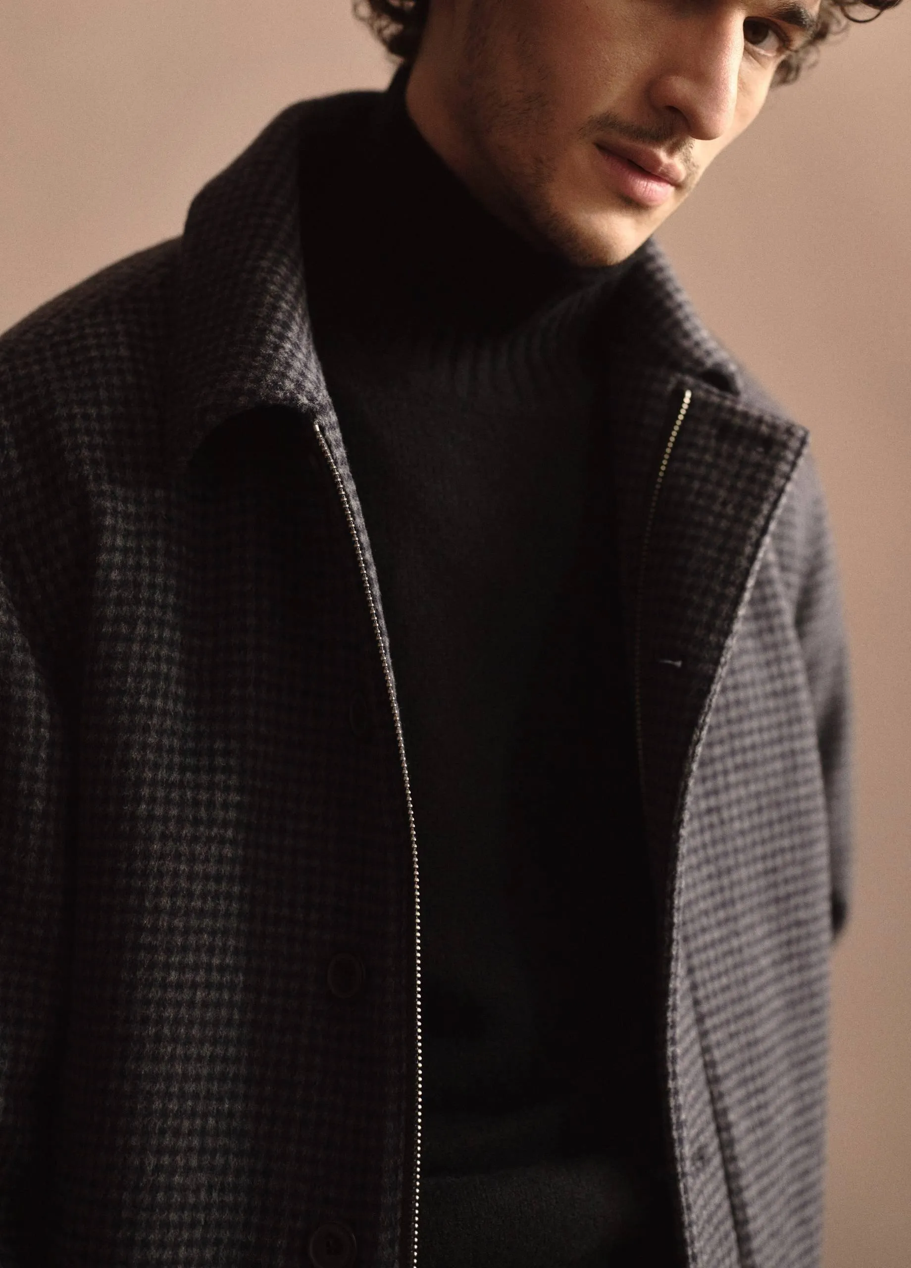 Houndstooth Wool-Blend Deck Jacket