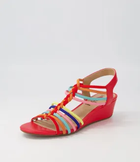 I LOVE BILLY Brinker Red Multi Elastic Sandals