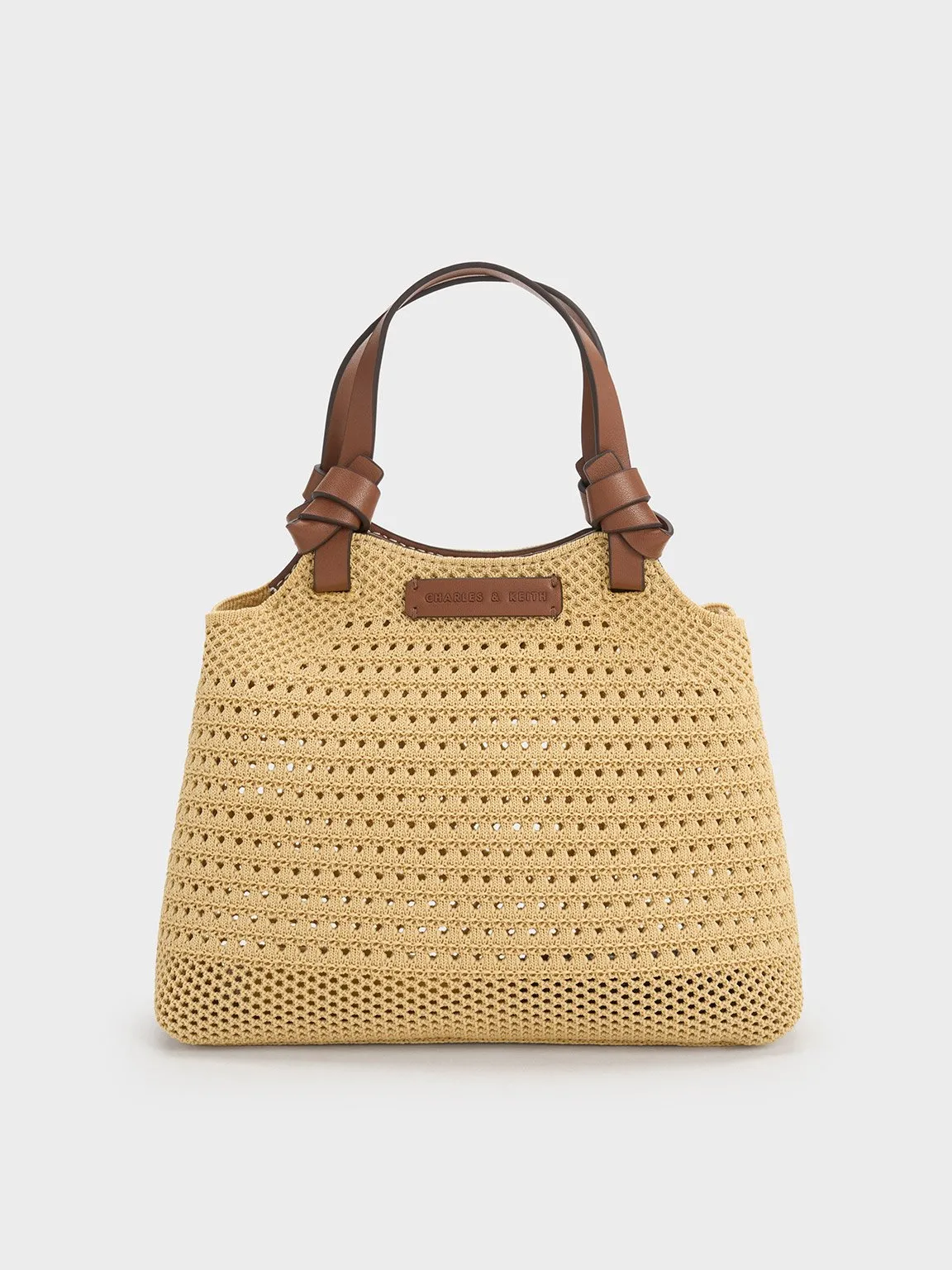 Ida Knotted Handle Knitted Tote Bag - Beige