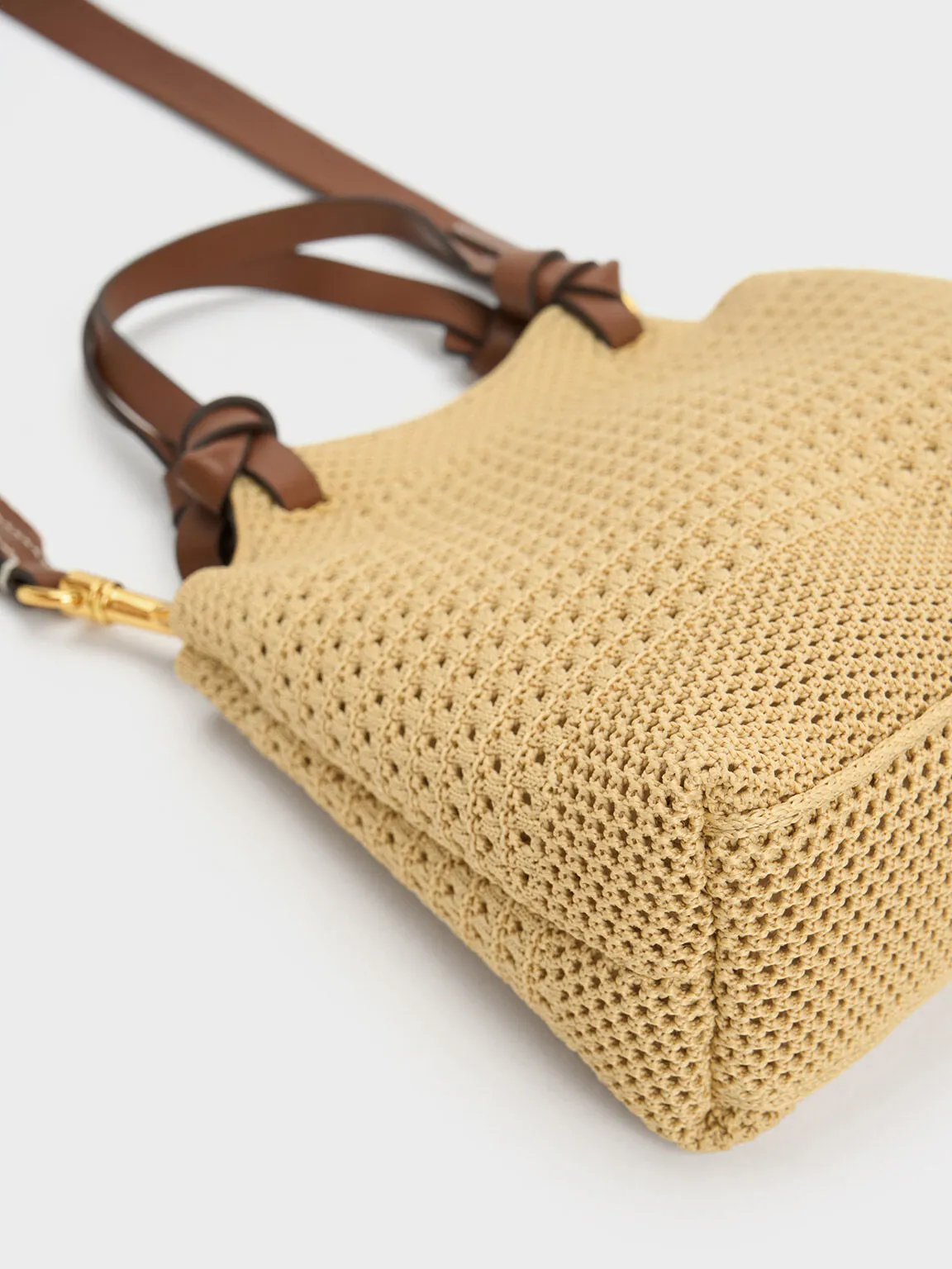 Ida Knotted Handle Knitted Tote Bag - Beige